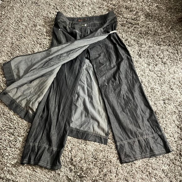 Vintage Cop Copine Grey Denim Layered Wrap Skirt Pants Sz 42 - Picture 5 of 8